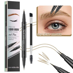 2-in-1 Dual-Ended Eyebrow Pen with Micro-Fork-Tip Applicator and Precise Brush-Tip