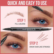 Load image into Gallery viewer, 2-in-1 Dual-Ended Eyebrow Pen with Micro-Fork-Tip Applicator and Precise Brush-Tip