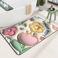 Load image into Gallery viewer, 3D flower soft diatom mud absorbent floor mat