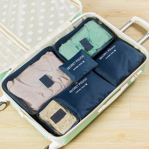 6 pieces portable luggage packing cubes