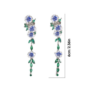 BLUE FLOWER CHAIN EARRINGS