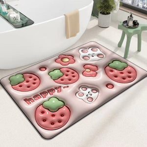 3D flower soft diatom mud absorbent floor mat