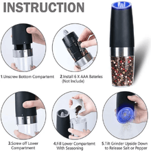 Load image into Gallery viewer, Automatic Electric Gravity Induction Salt and Pepper Grinder