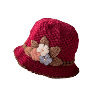 French Thicken Women's Flowers Knitted Woolen Hat