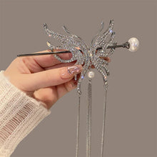 Load image into Gallery viewer, Butterfly Pearl Tassel Hairpin